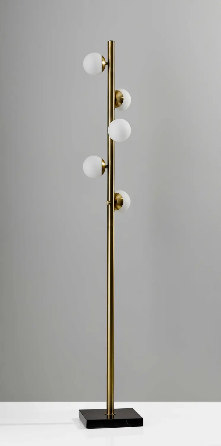 65" Brass LED With White Glass Shade