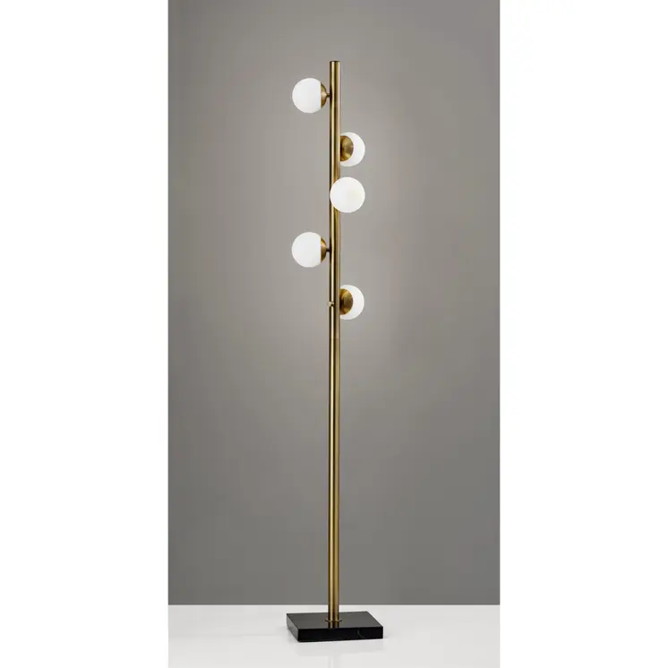 65" Brass LED With White Glass Shade