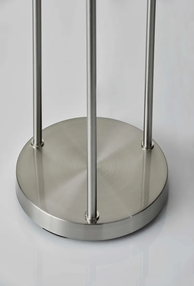 68" Silver Three Light Novelty Floor Lamp With White Linen Cylinder Shade