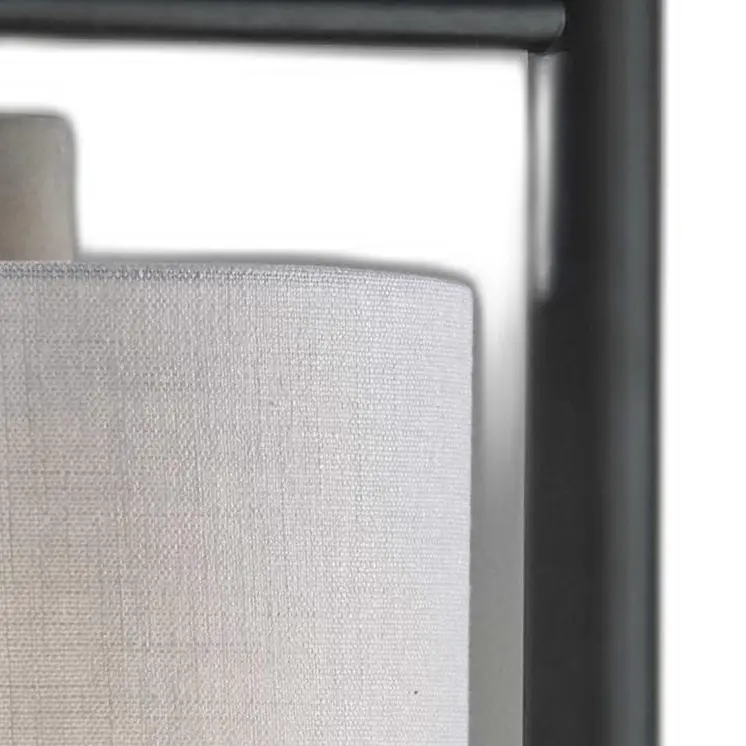 23" Gray Metal Novelty Table Lamp With White Empire Shade