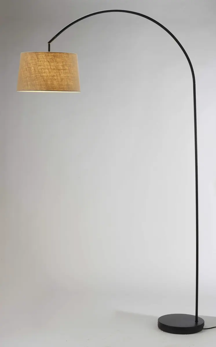 83" Brown And Black With Brown Burlap Shade