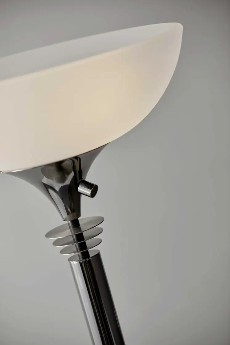 72" Black And White With White Glass Shade