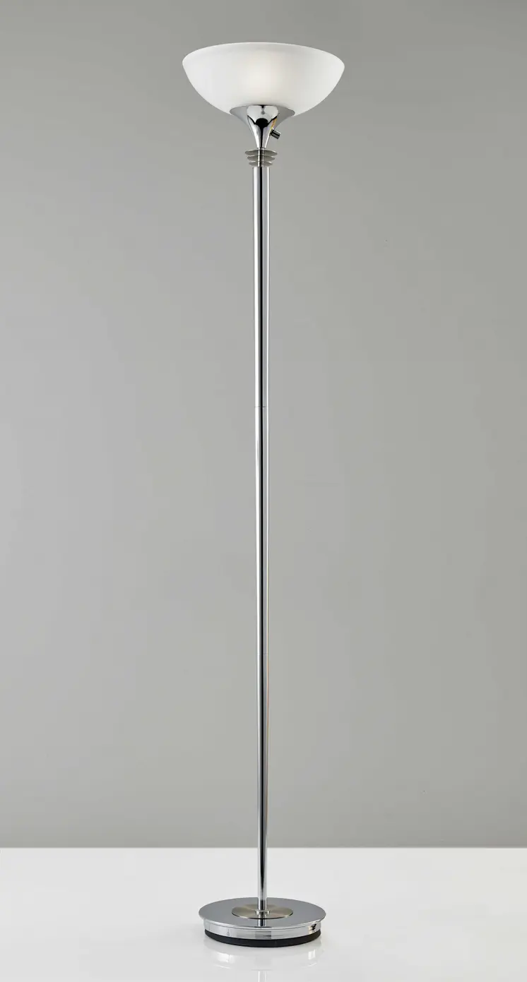 72" Silver With White Glass Shade