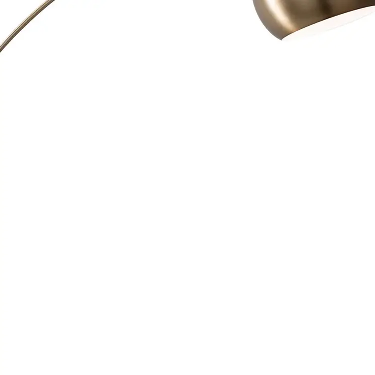 78" Brass Metal Arc Floor Lamp With Brass Metal Bowl Shade