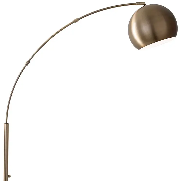 78" Brass Metal Arc Floor Lamp With Brass Metal Bowl Shade