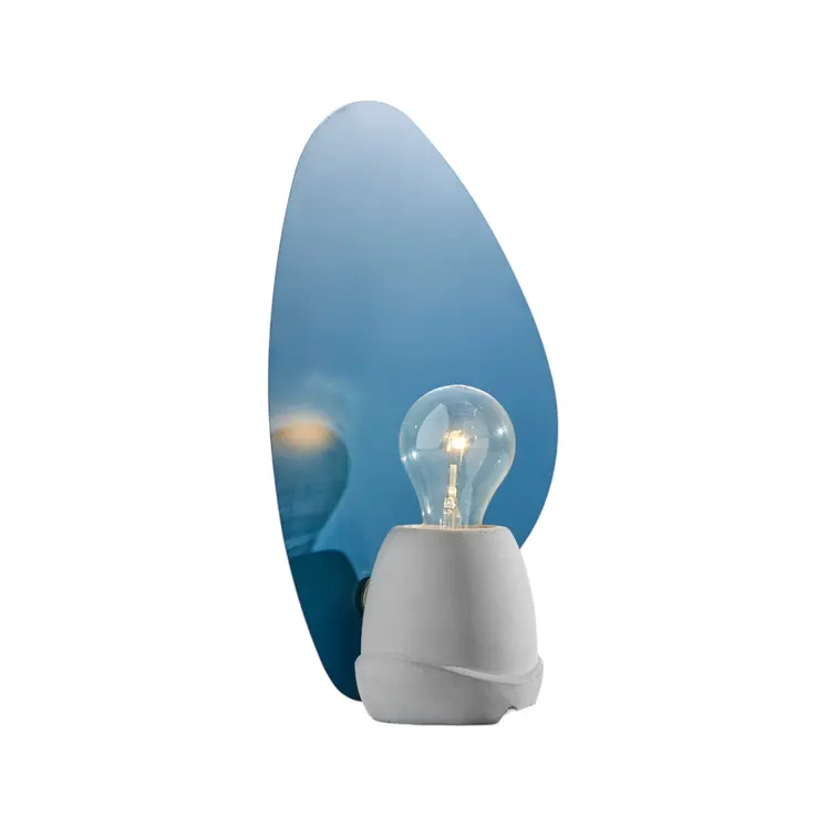 13" Gray Concrete Novelty Bedside Lamp With Aqua Novelty Shade