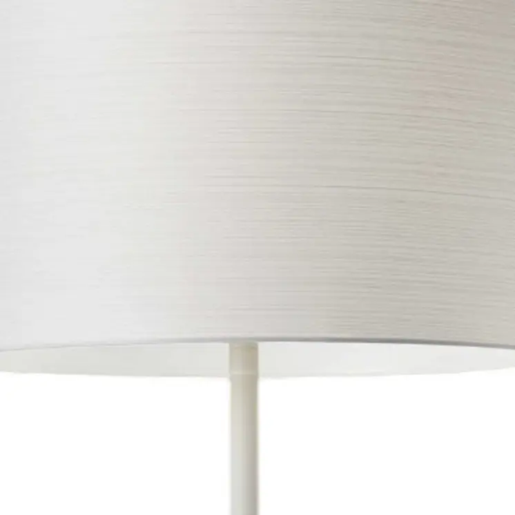 60" White Floor Lamp With White Fabric Drum Shade