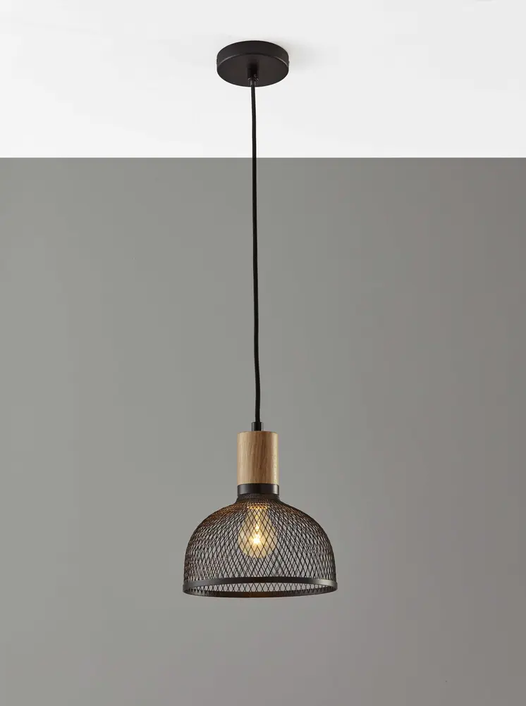 Caged Black Metal Small Ceiling Pendant