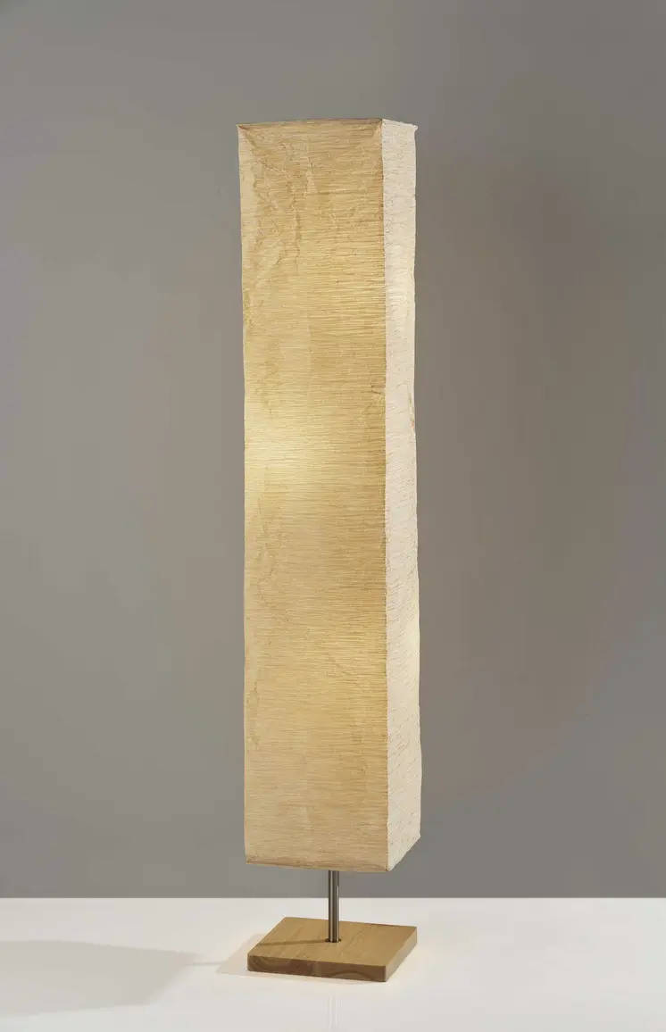 58" Natural Column Floor Lamp With Natural Paper Shade