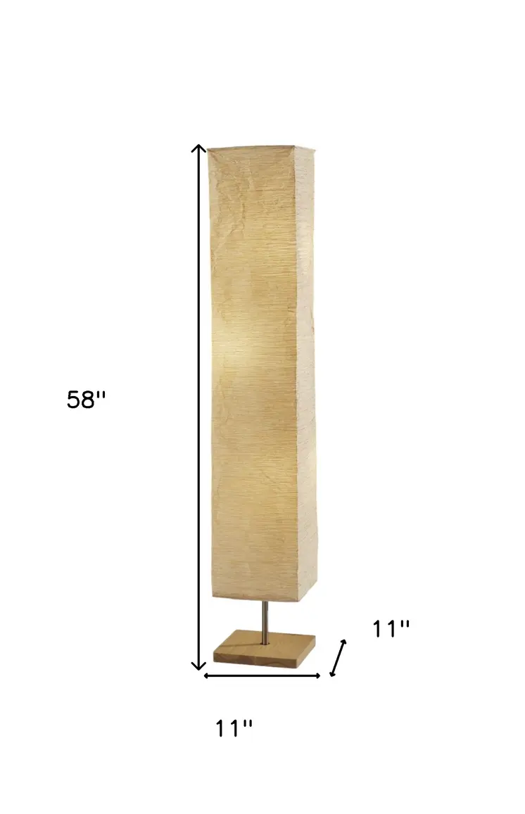 58" Natural Column Floor Lamp With Natural Paper Shade