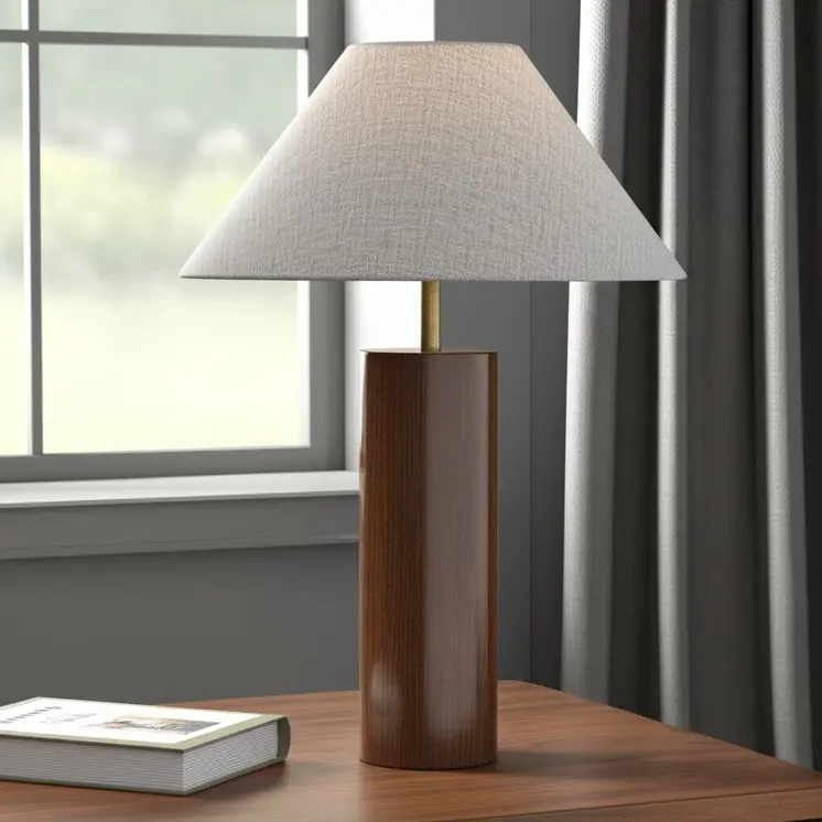 Canopy Walnut Wood Block Table Lamp
