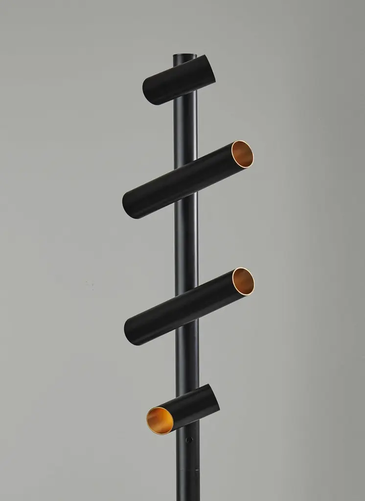 72" Black LED Tree Floor Lamp With Four Black Metal Cylinder Shades