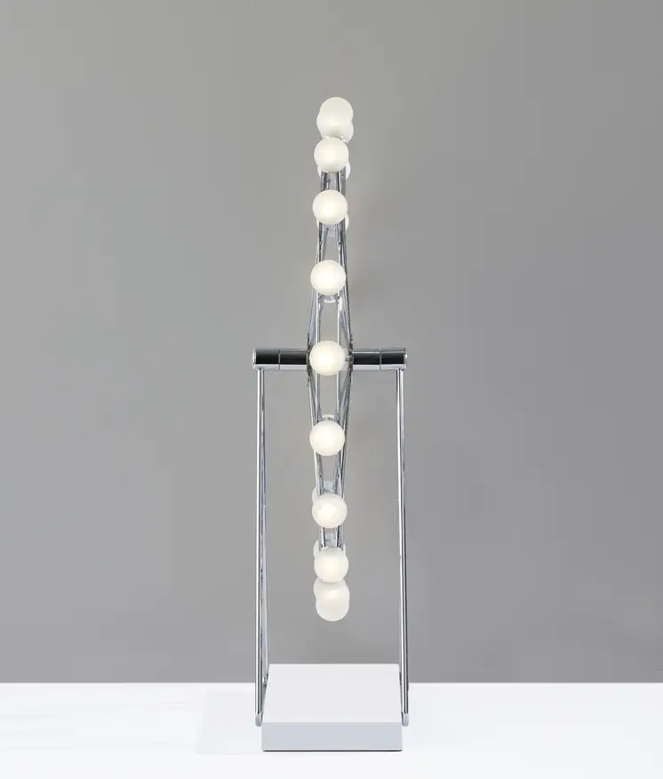 22" Off White Metal Multi Light Bedside LED Table Lamp With Off White Globe Shade