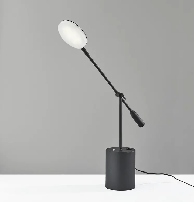 64" Black Metal LED Light Changing Swing Arm Floor Lamp
