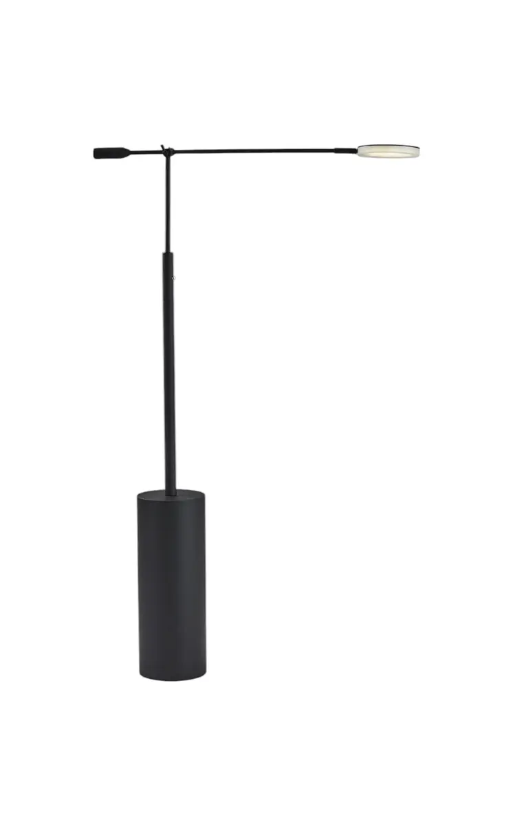 64" Black Metal LED Light Changing Swing Arm Floor Lamp