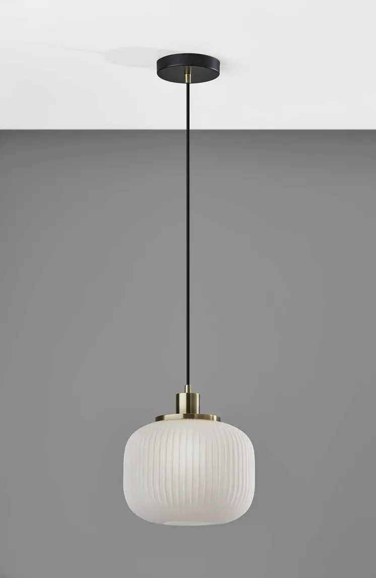 Striped Glass Glow Metal Pendant