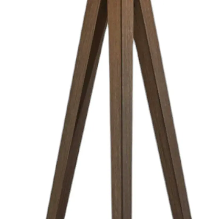 60" Brown And White Tripod Floor Lamp With White Linen Drum Shade