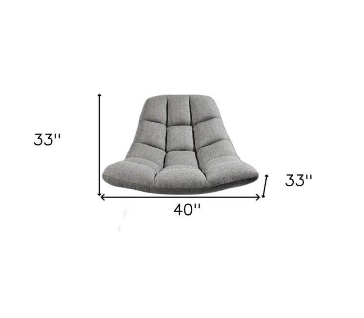 40" Gray and Silver Upholstered Tufted Butterfly Chair