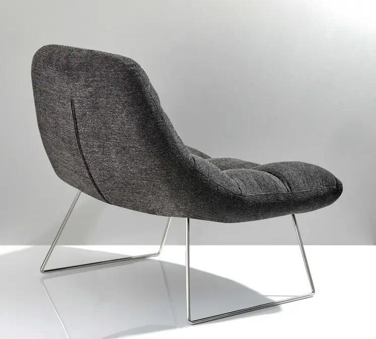 40" Dark Gray and Silver Upholstered Tufted Lounge Chair
