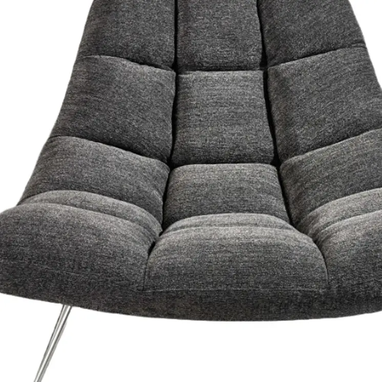 40" Dark Gray and Silver Upholstered Tufted Lounge Chair