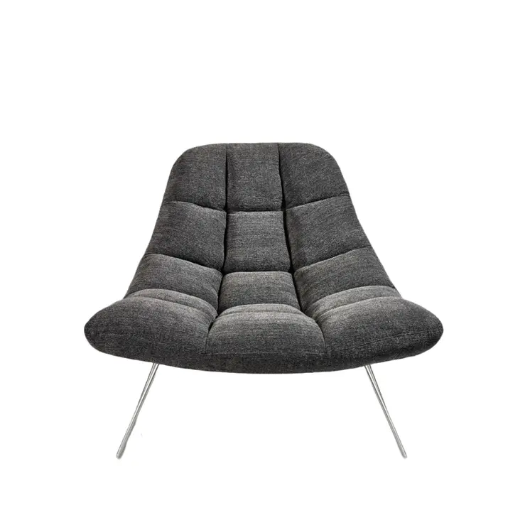 40" Dark Gray and Silver Upholstered Tufted Lounge Chair