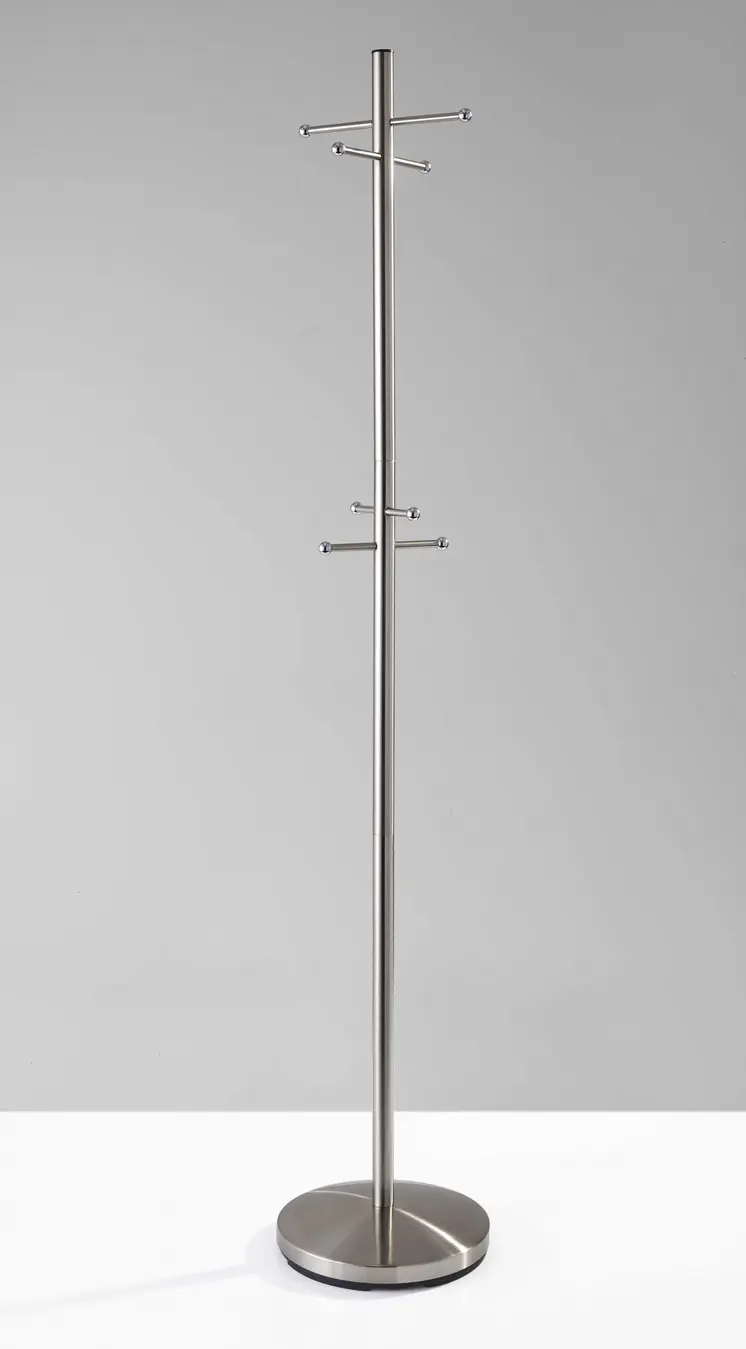 67" Brushed Steel Coat Rack