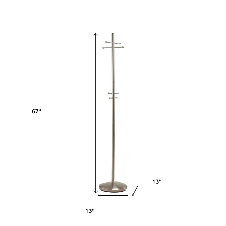 67" Brushed Steel Coat Rack