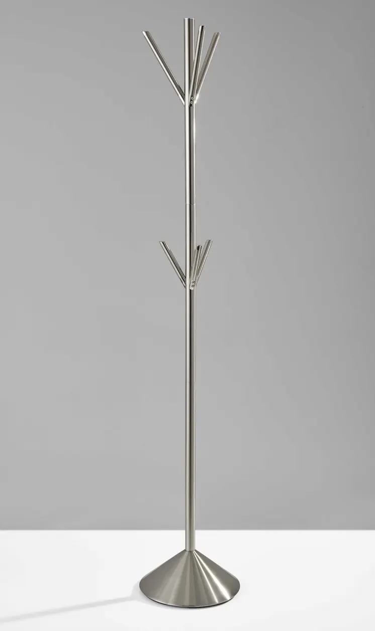 12" X 68" Brushed Steel Brushed Steel Pyramid Coat Rack