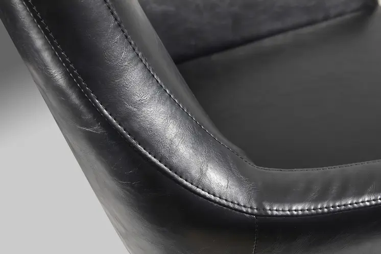 33" Black and Silver Faux Leather Distressed Arm Chair