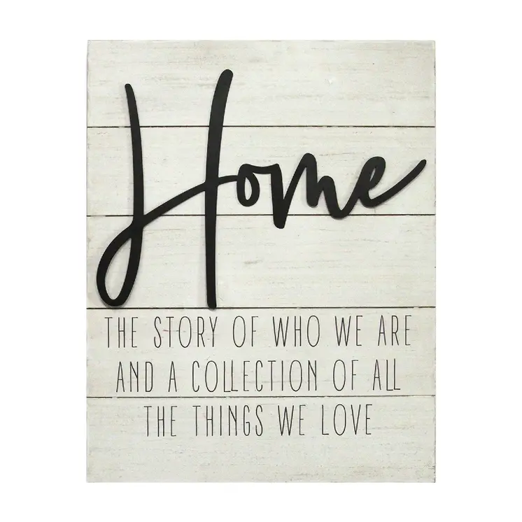 Home White Wood Metal Wall Decor