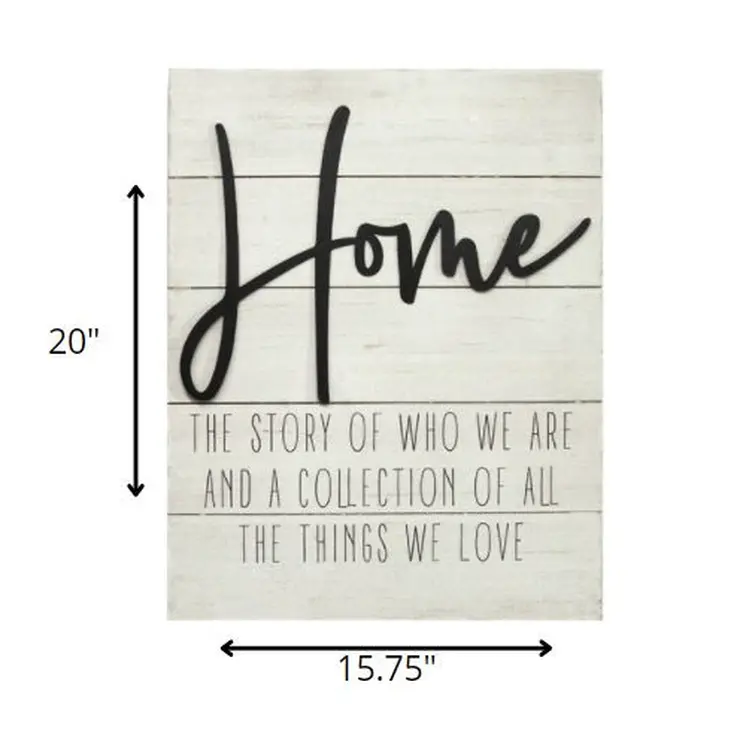 Home White Wood Metal Wall Decor