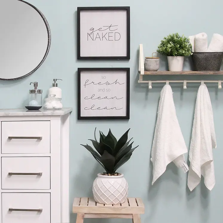 Set of Two Square Get Naked Black Framed Text Wall Decor