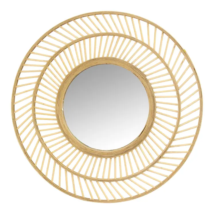 31.5 Boho Casual Woven Wicker Wall Mirror