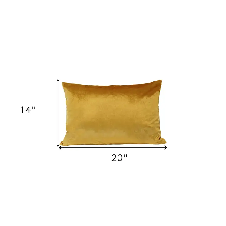 14" X 20" Yellow Lumbar Throw Pillow