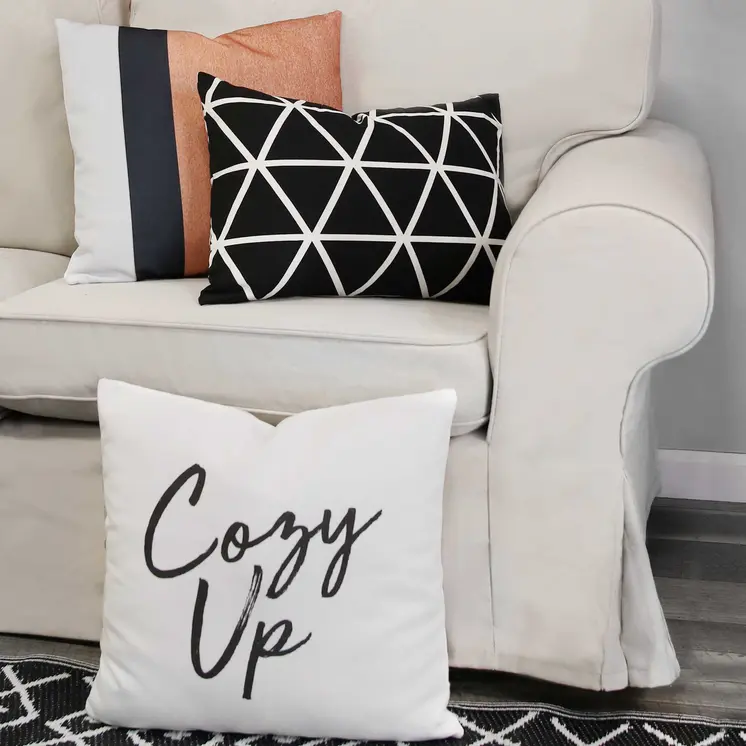 Black and White Geometric Triangles Lumbar Pillow