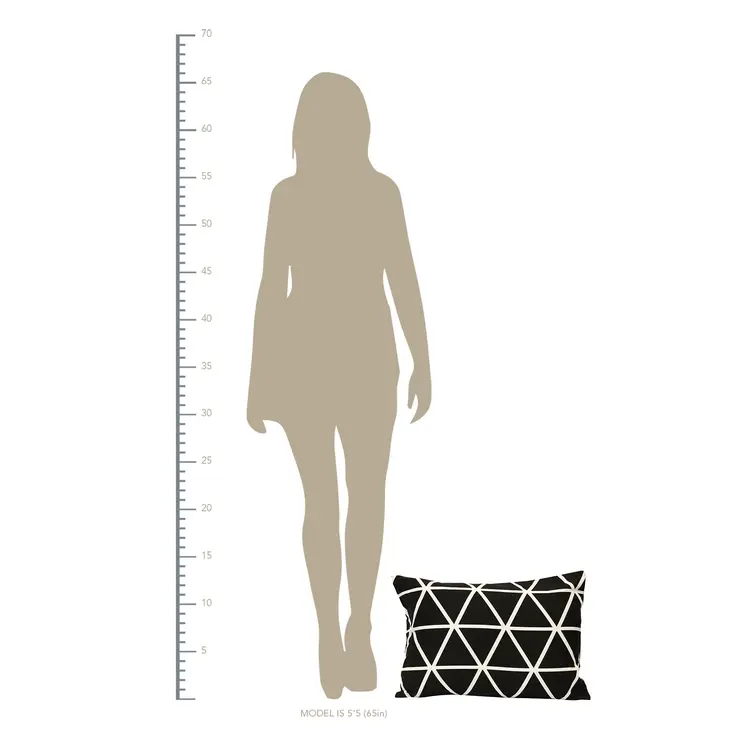 Black and White Geometric Triangles Lumbar Pillow