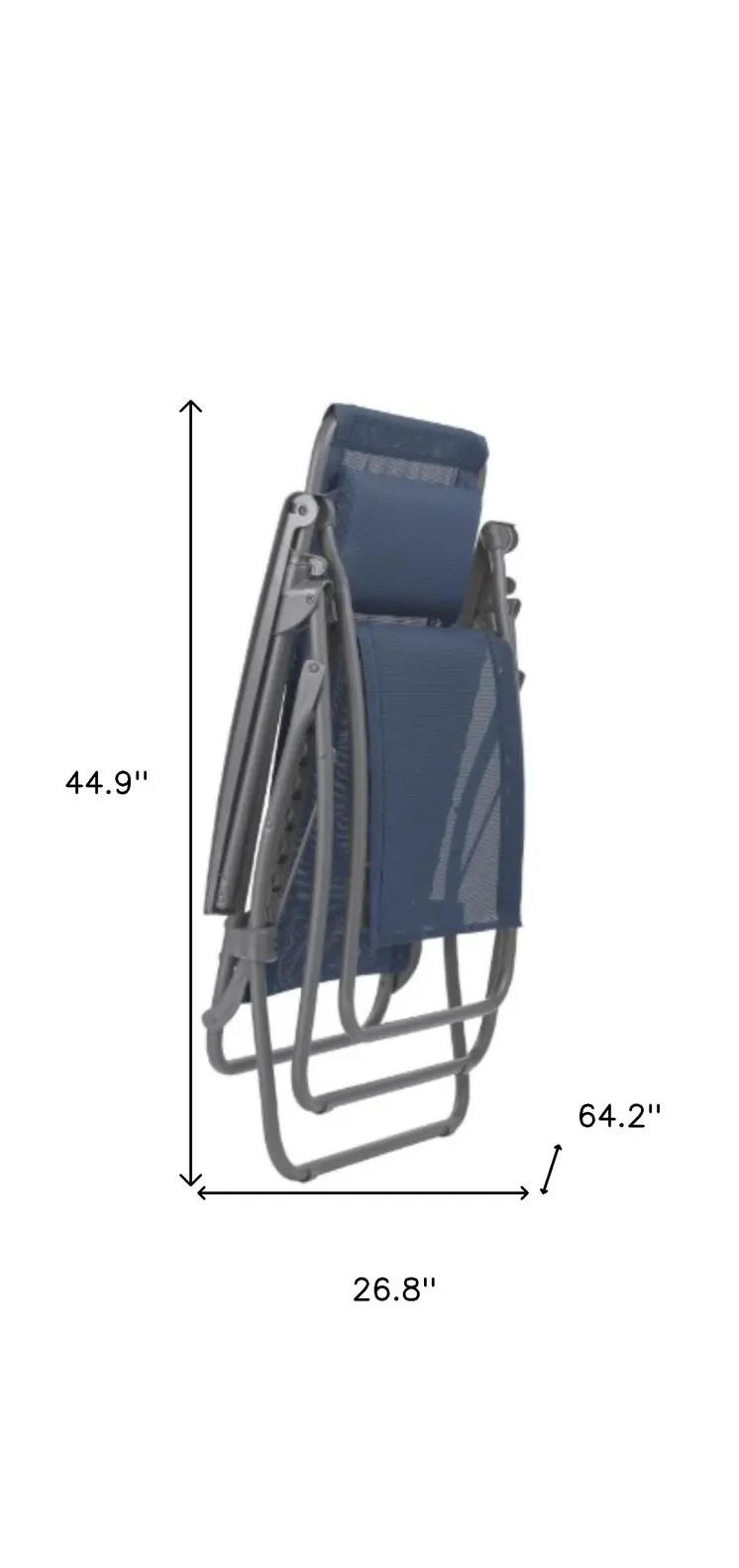 27" Blue Metal Outdoor Zero Gravity Chair with Blue Cushion