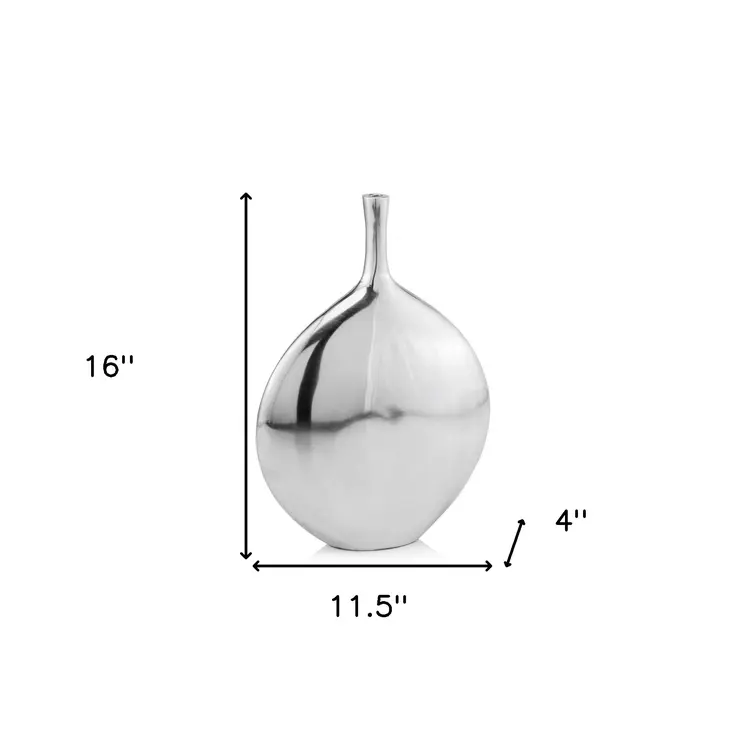 16" Silver Tulip Aluminum Table Vase