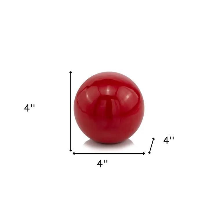 4" Red Aluminum Decorative Orb Tabletop Sculpture