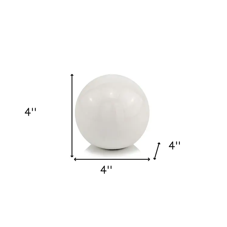 4" White Aluminum Decorative Orb Tabletop Sculpture