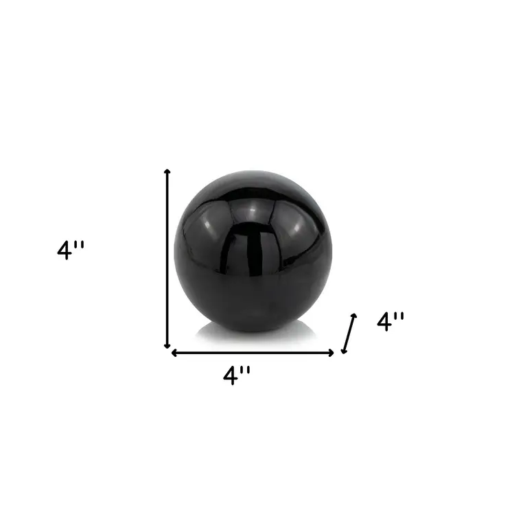 4" Black Aluminum Decorative Orb Tabletop Sculpture
