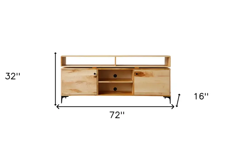 72" Solid Wood Enclosed and Open Storage TV Stand