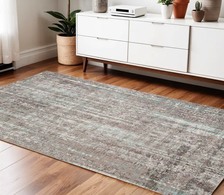 4' X 6' Ivory And Gray Abstract Area Rug