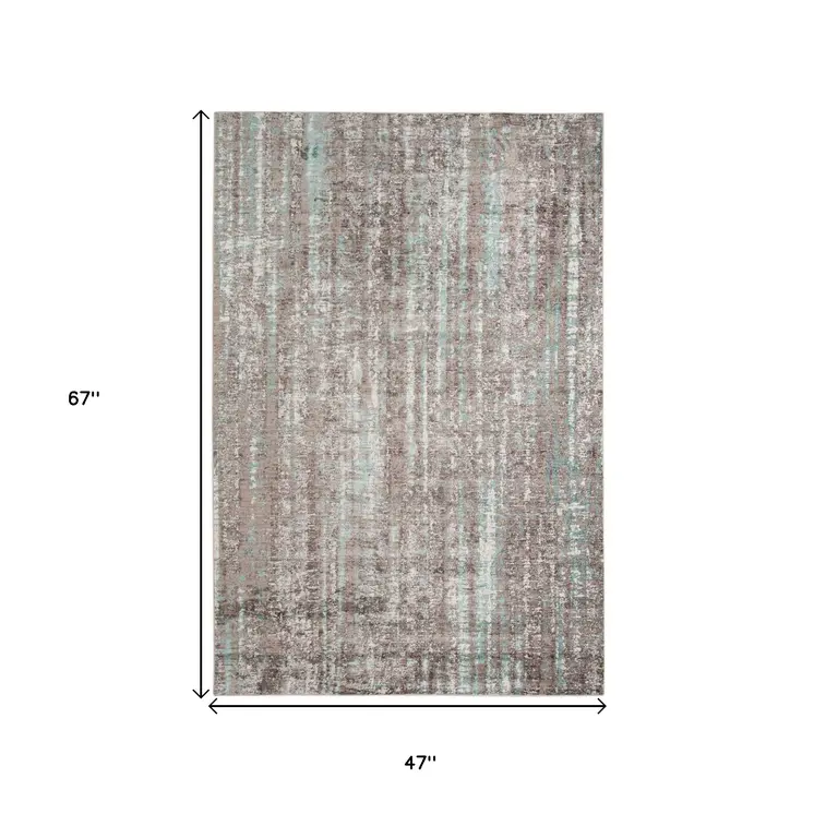 4' X 6' Ivory And Gray Abstract Area Rug