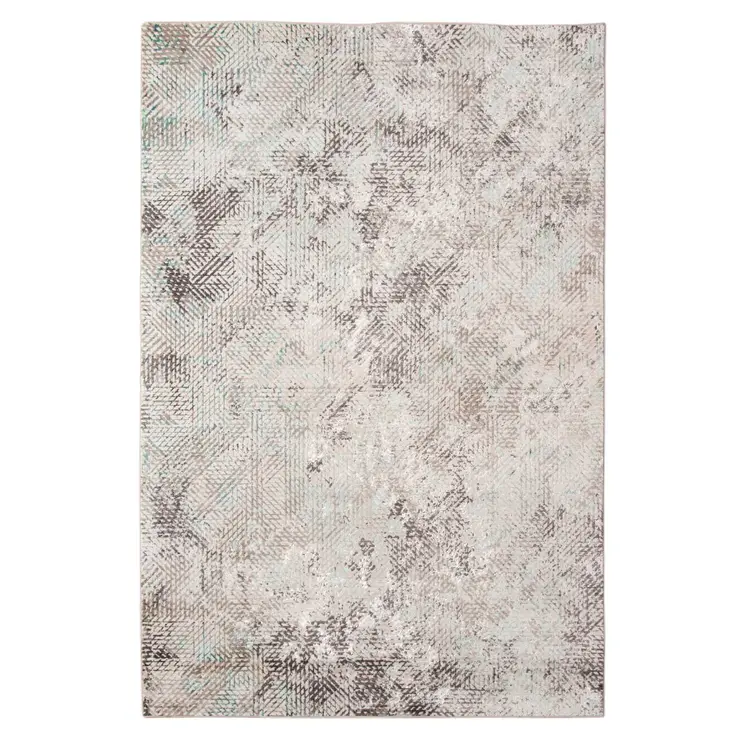 4' X 6' Ivory Black And Gray Abstract Handmade Area Rug