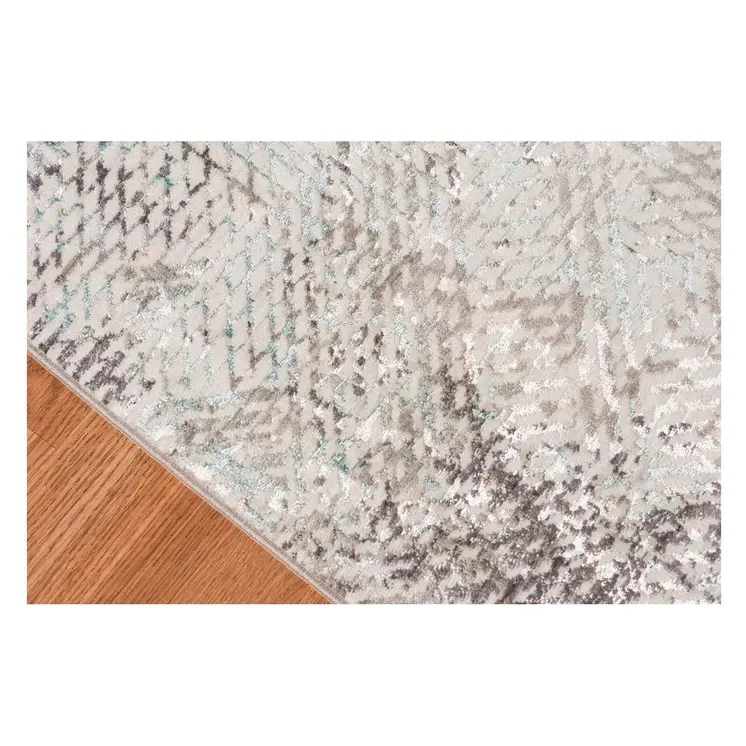4' X 6' Ivory Black And Gray Abstract Handmade Area Rug