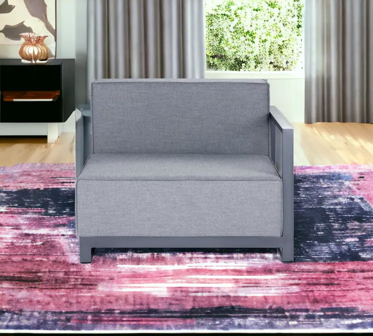 37" Gray Linen Arm Chair