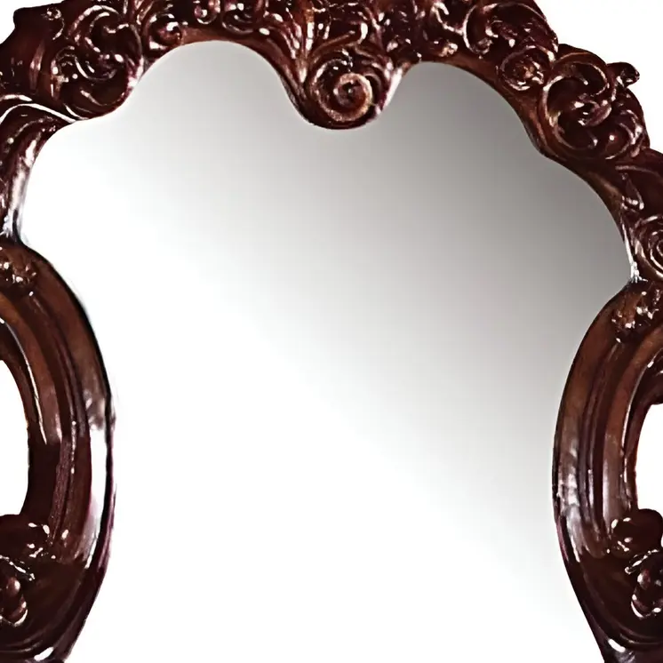 45" Brown Crowned Top Solid Wood Framed Mounted Dresser Mirror