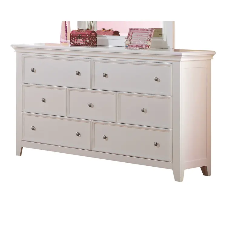 58" White Solid Wood Seven Drawer Triple Dresser