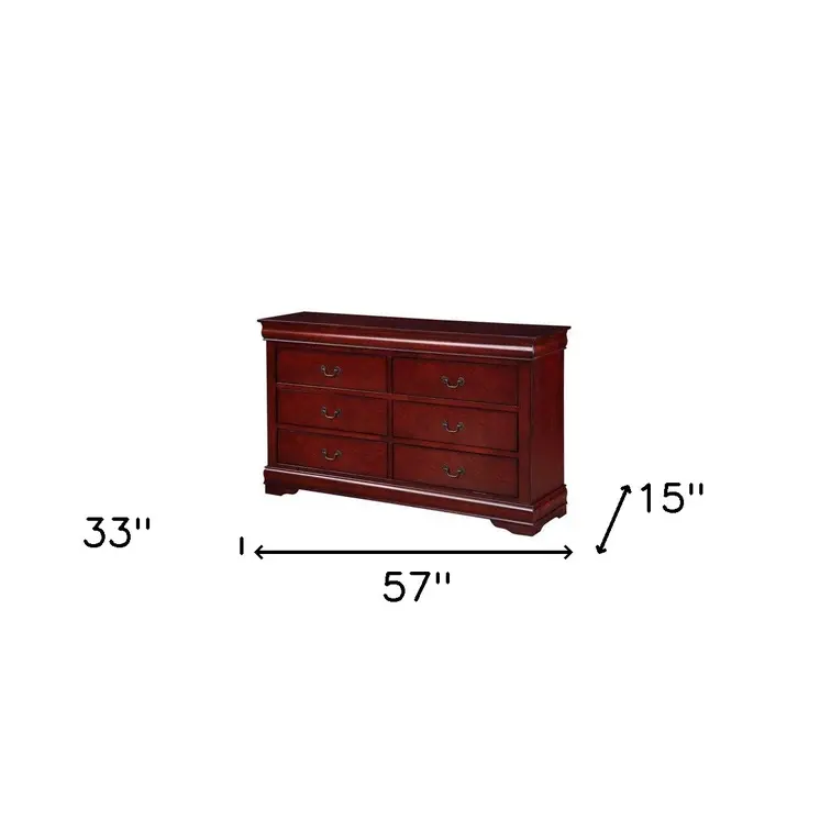57" Brown Solid Wood Double Dresser